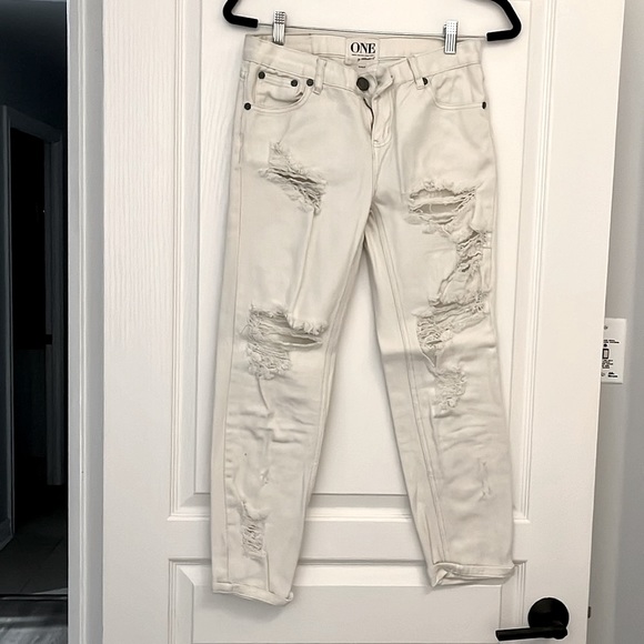 One Teaspoon Awesome Baggies Destroyed Jeans - White - Picture 2 of 5